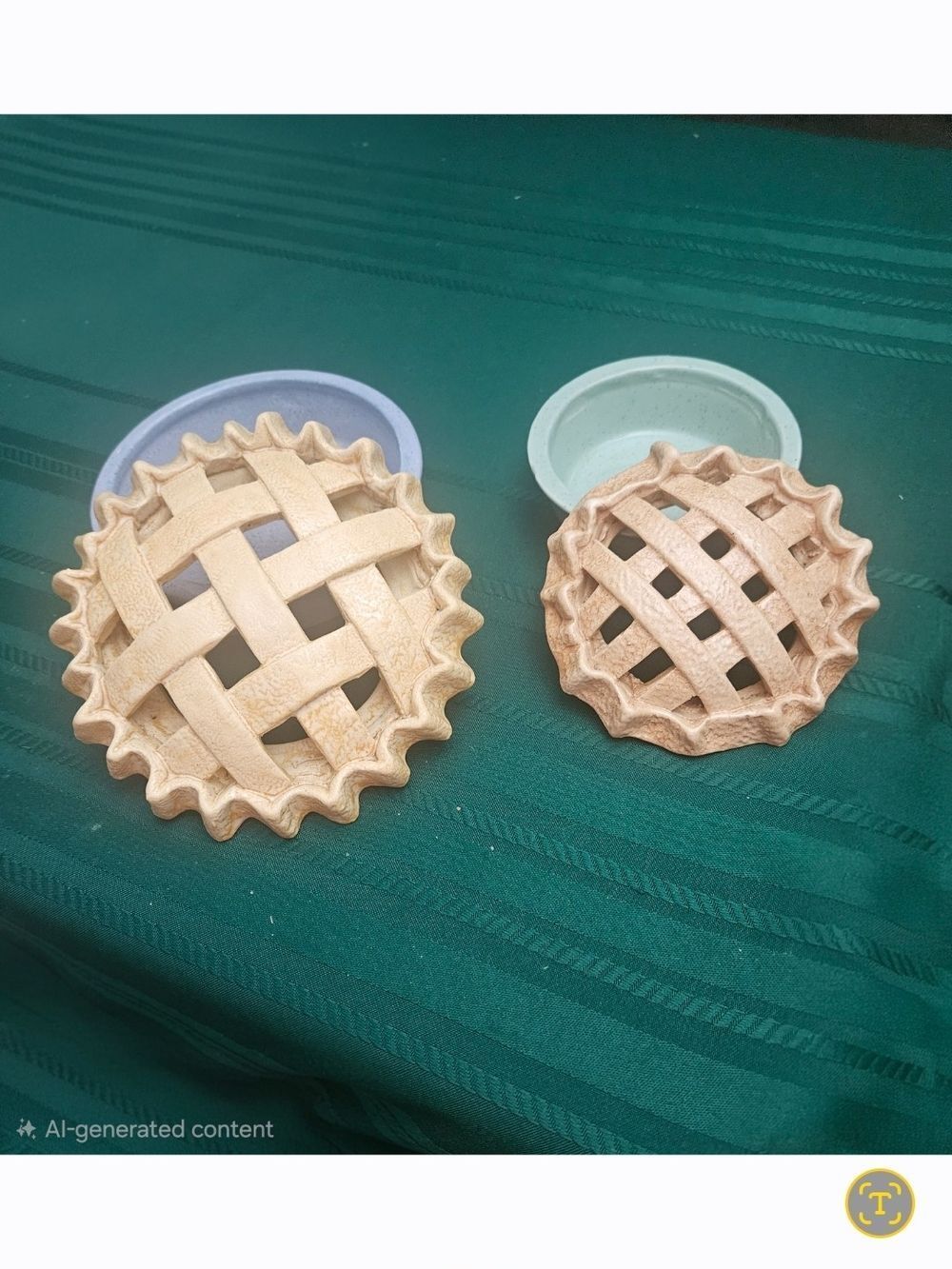 Vintage Ceramic Lattice Pie Dish Set of 2 (Large & Small) - Picture 5 of 6
